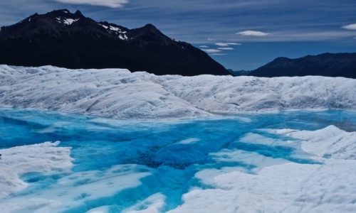 blue glacial melt on the Perito Moreno Glacier