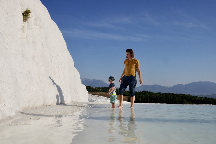 Enjoying the mud pools in Pamukkale